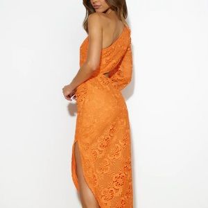 hello molly midi dress in orange